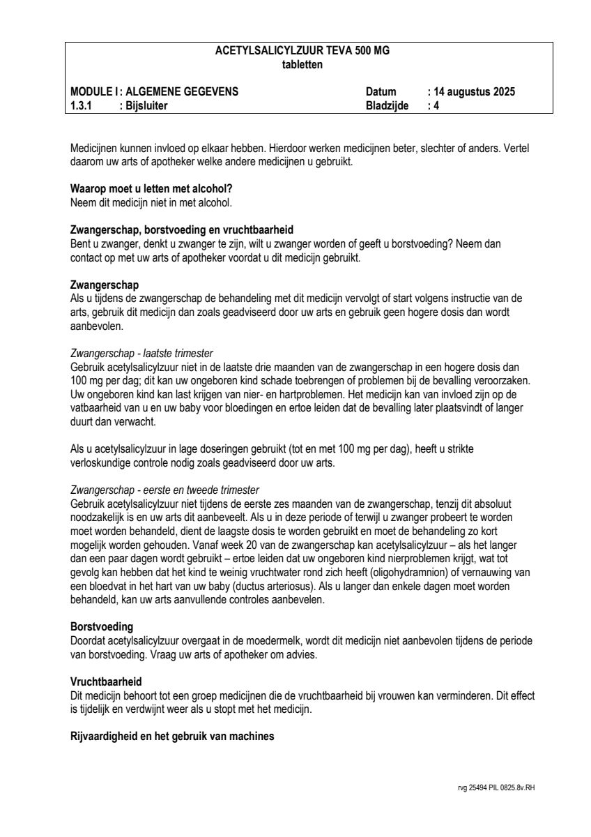Acetylsalicylzuur 500mg Tabletten afbeelding van document #4, leaflet