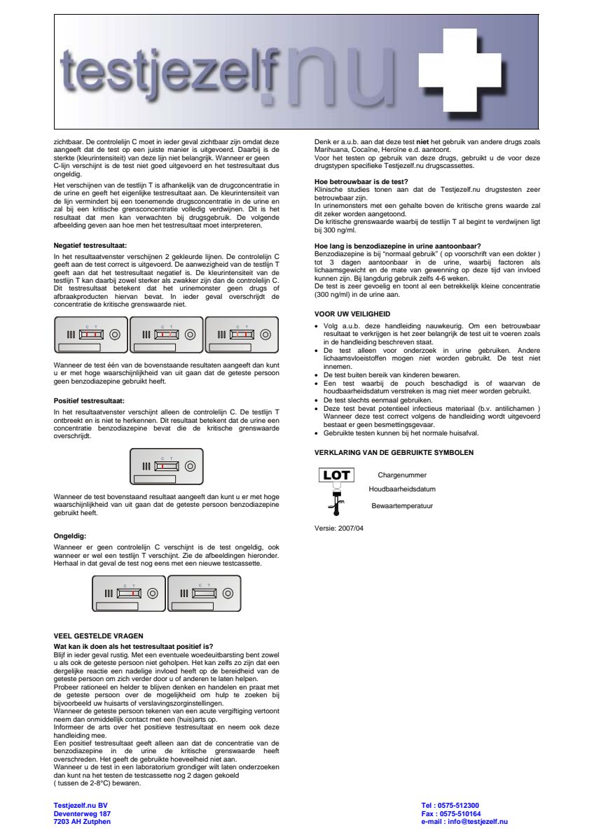Testjezelf Drugtest Benzodiazepine afbeelding van document #2, instructions