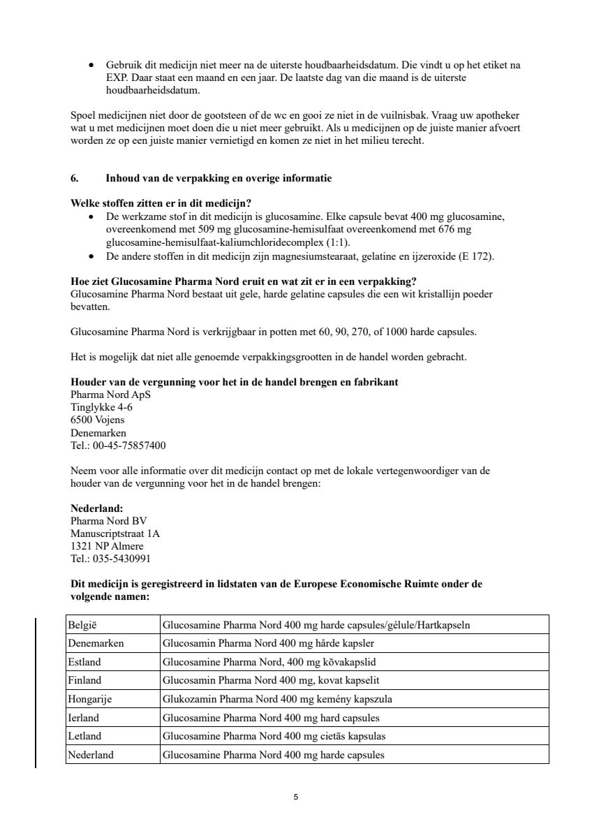 Glucosamine 400mg Capsules afbeelding van document #5, leaflet