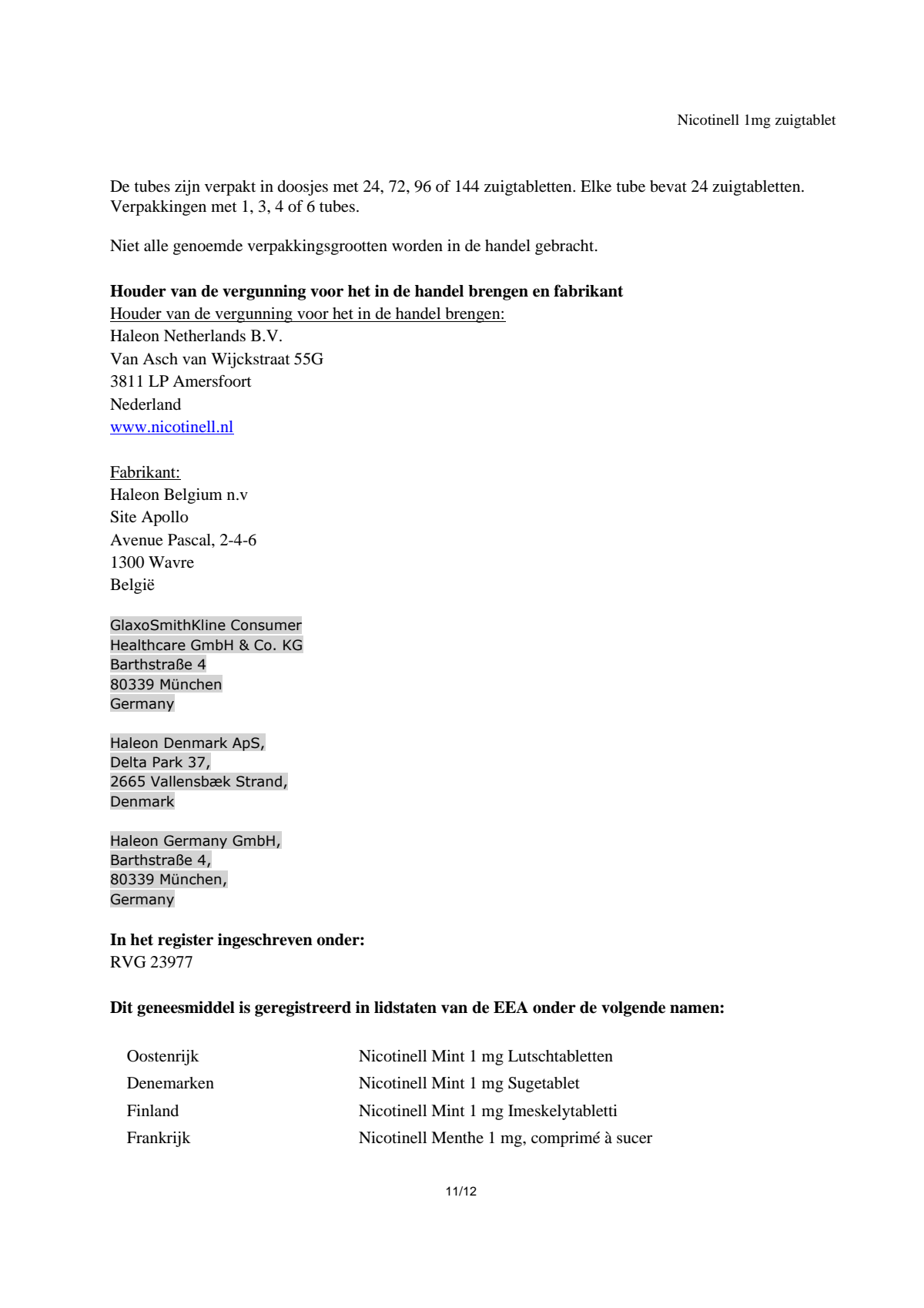 Combineer Pleister 14 mg (7st) en Zuigtablet Mint 1 mg (96st) - afbeelding van document #11, leaflet