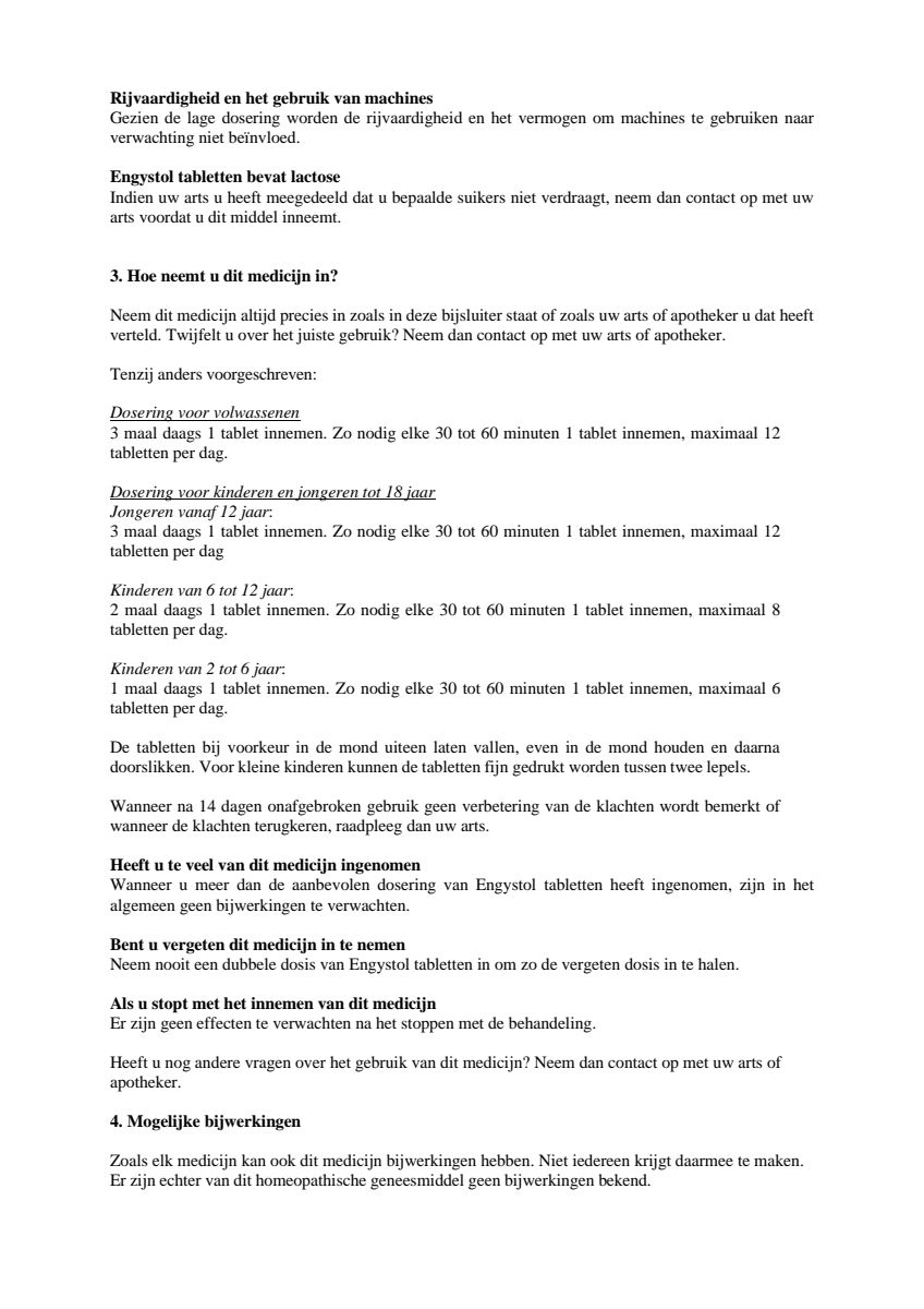 Engystol Tabletten afbeelding van document #2, leaflet