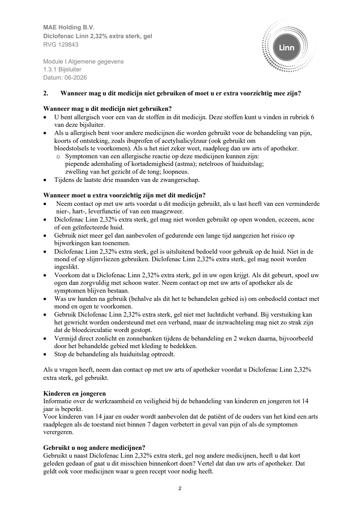 Diclofenac 2,32% Extra Sterk Gel afbeelding van document #2, leaflet