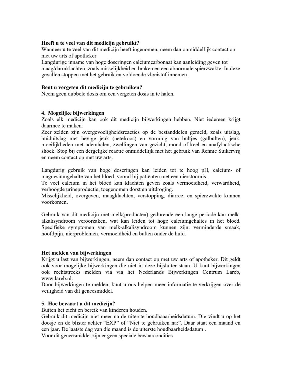 Suikervrij kauwtabletten bij brandend maagzuur, afbeelding van document #4, leaflet
