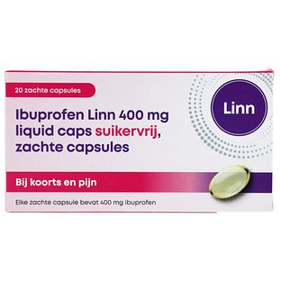 Linn Ibuprofen Liquid Capsules 400mg Suikervrij 20ST Linn Ibuprofen Liquid Capsules 400mg Suikervrij 20ST