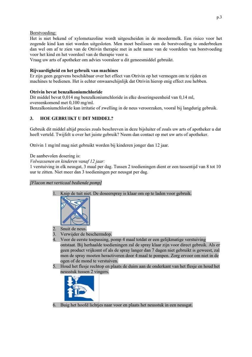 Xylometazoline HCI 1 mg/ml Neusspray bij een verstopte neus afbeelding van document #3, leaflet