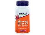 NOW D3 1000 IE & Vitamine K2 Capsules 120CP