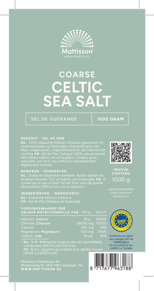 Mattisson HealthStyle Celtic Sea Salt Grof 1000GR