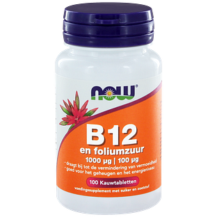 NOW B12 1000mcg en Foliumzuur Kauwtabletten 100ST