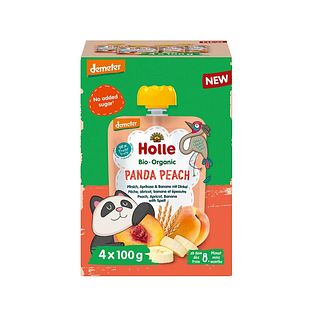 Holle Knijpfruit Panda Peach Multipack Bio 4ST