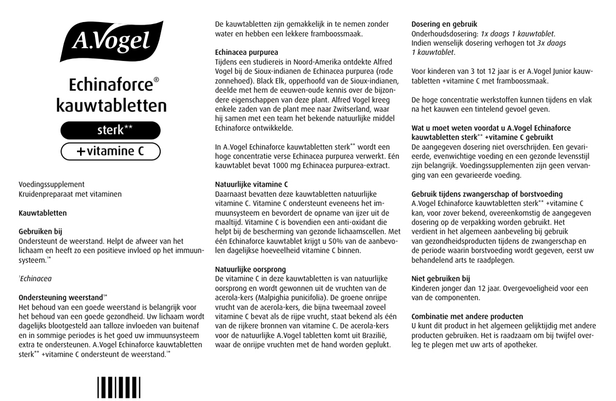 Echinaforce Kauwtabletten sterk** + Vitamine C Tabletten afbeelding van document #1, instructions