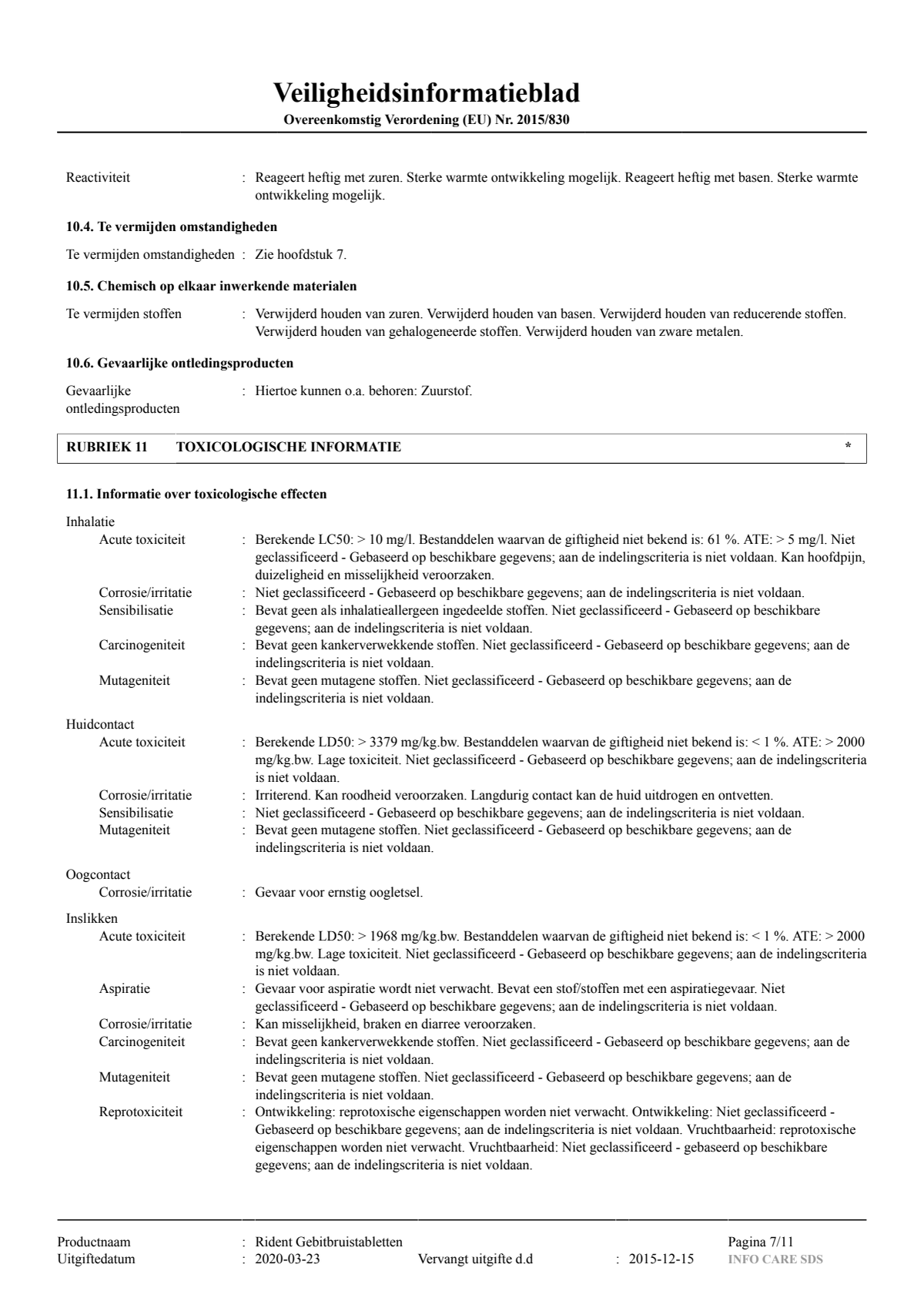 Gebitsbruistabletten Regular afbeelding van document #7, instructions