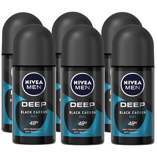 Nivea Men Deep Black Carbon Beat Anti-Transpirant Roller Voordeel 6x50ML