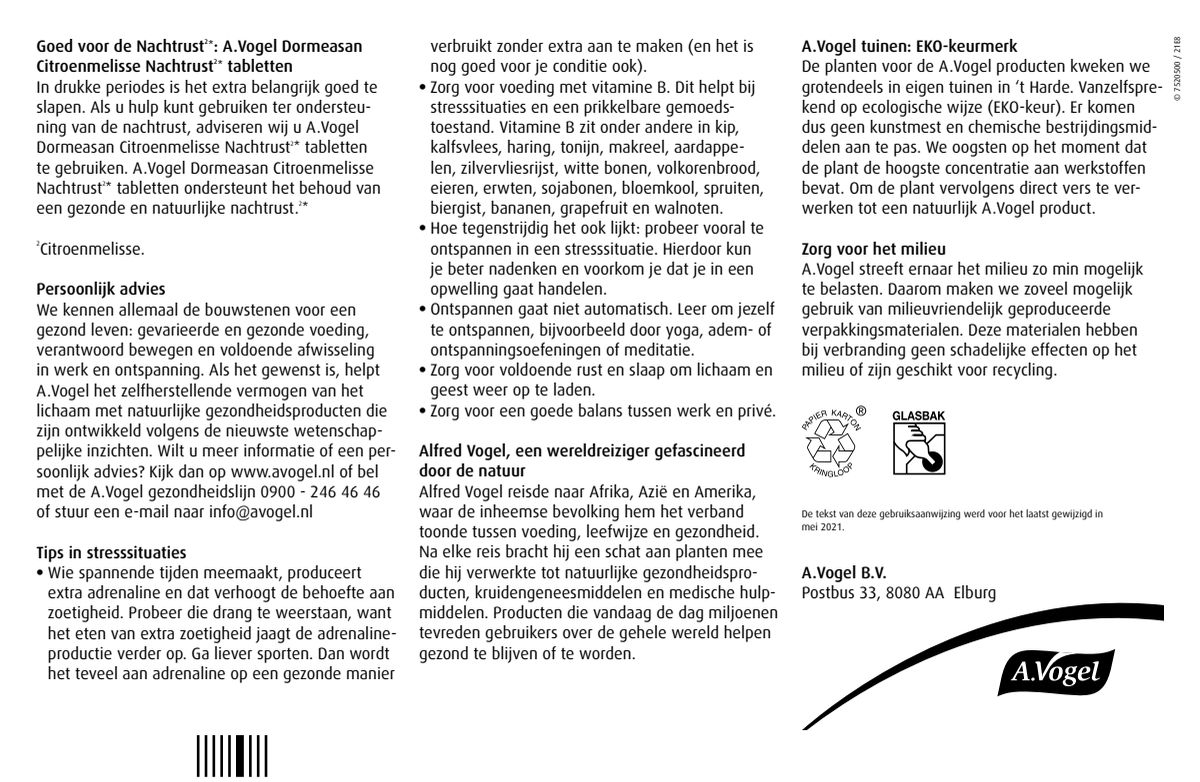 Passiflora Rustgevende* Tabletten afbeelding van document #2, instructions