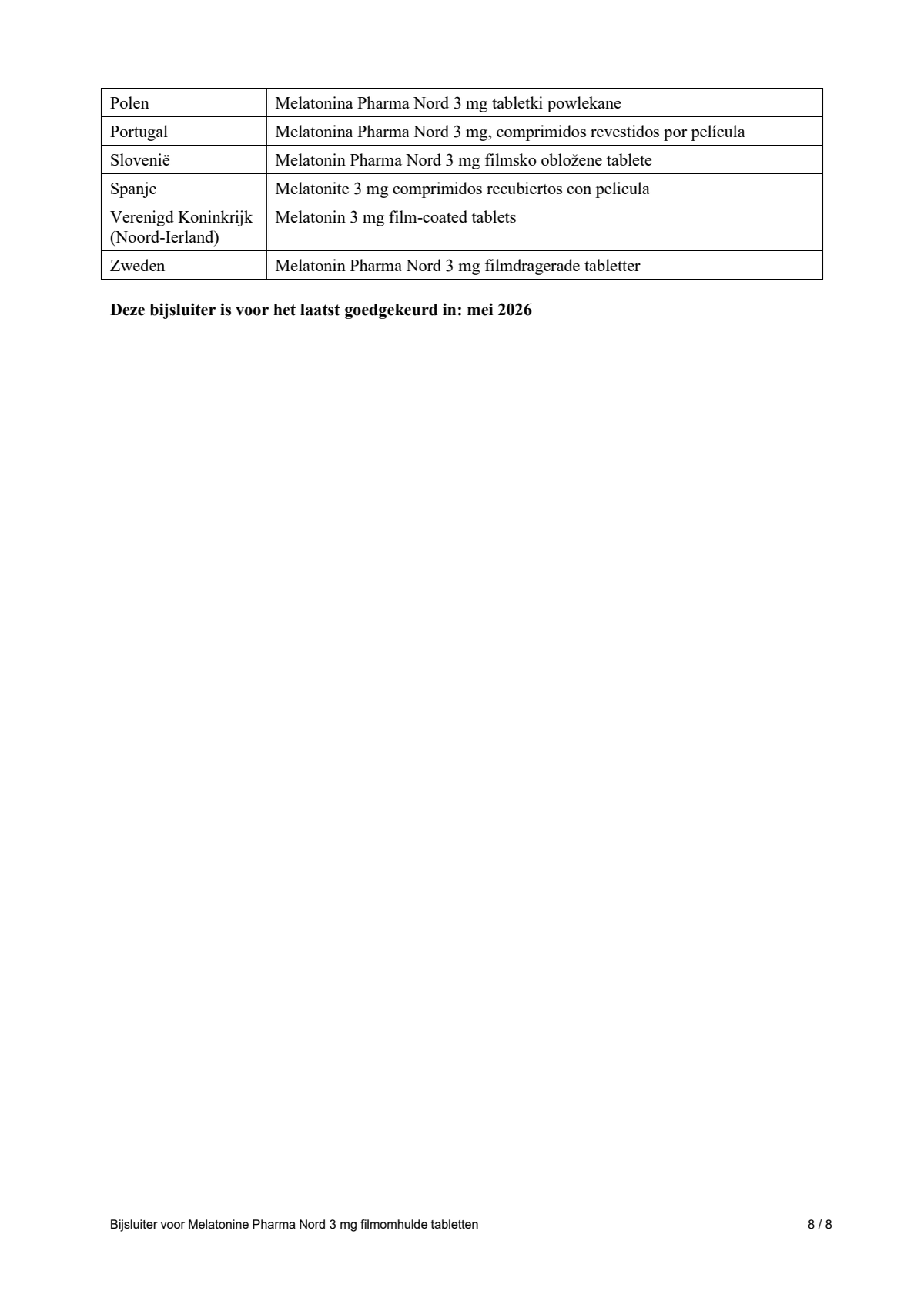 Melatonine 3mg Tabletten afbeelding van document #8, leaflet