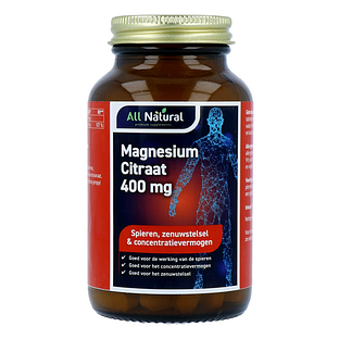 All Natural Magnesium Citraat 400 mg Tabletten 60TB All Natural Magnesium Citraat 400 mg Tabletten 60TB