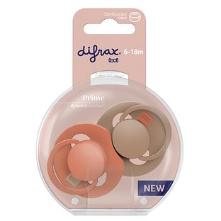 Difrax LOVI Prime Pacifier 6-18 Months - Granola/Orange 2ST