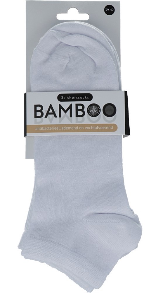 Naproz Bamboo Airco Shortsokken 3-Pack Wit 39-42 afbeelding