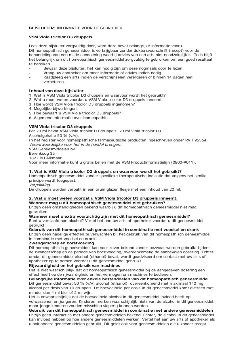 Viola Tricolor D3 afbeelding van document #1, leaflet