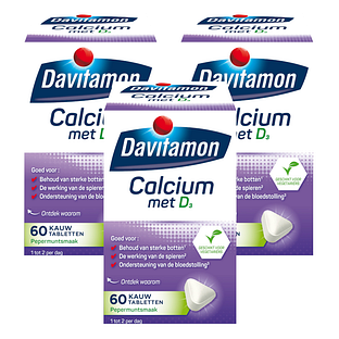 Davitamon Calcium Met Vitamine D Kauwtabletten Multiverpakking 3x60KTB