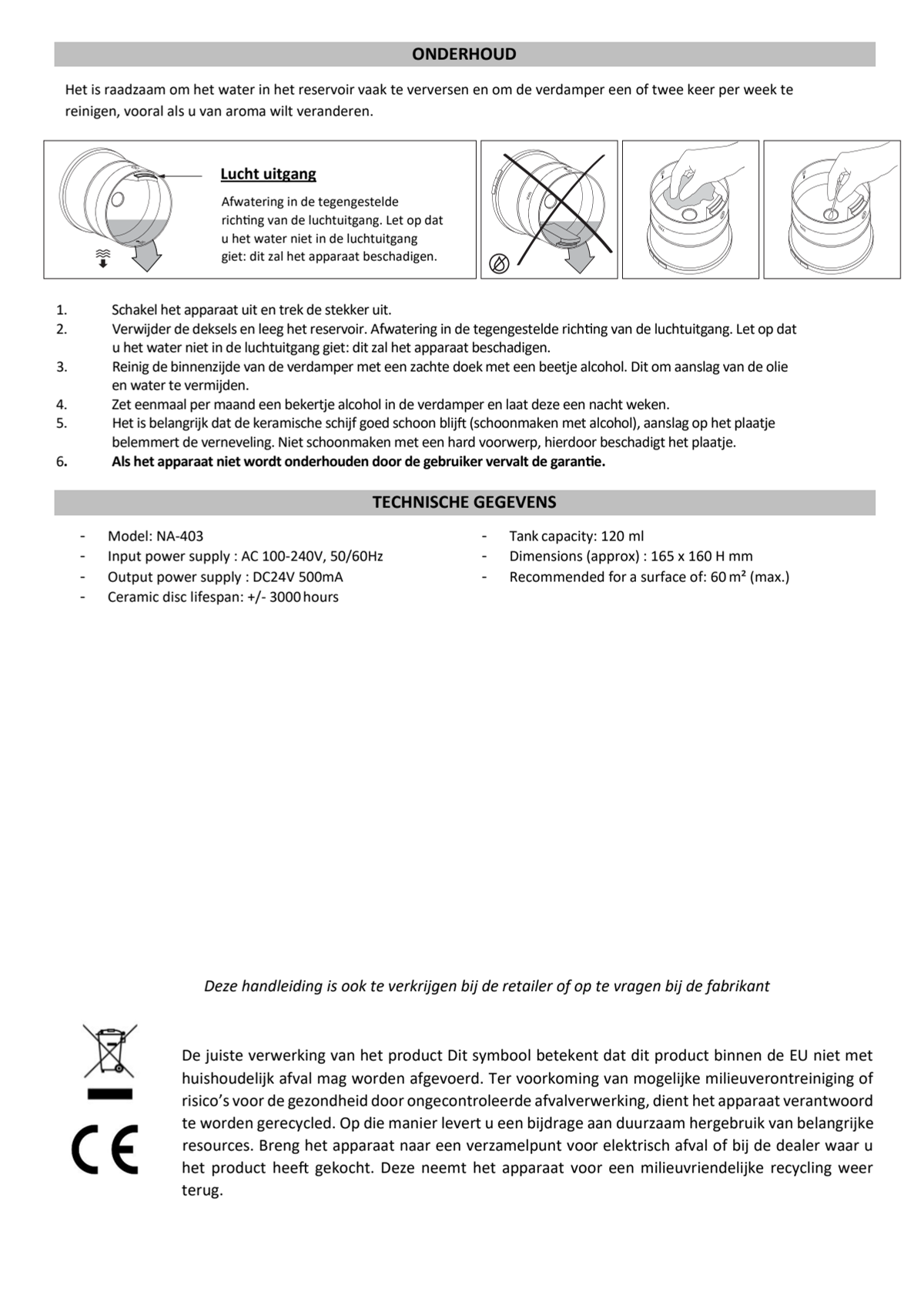Space Aroma Diffuser afbeelding van document #4, instructions