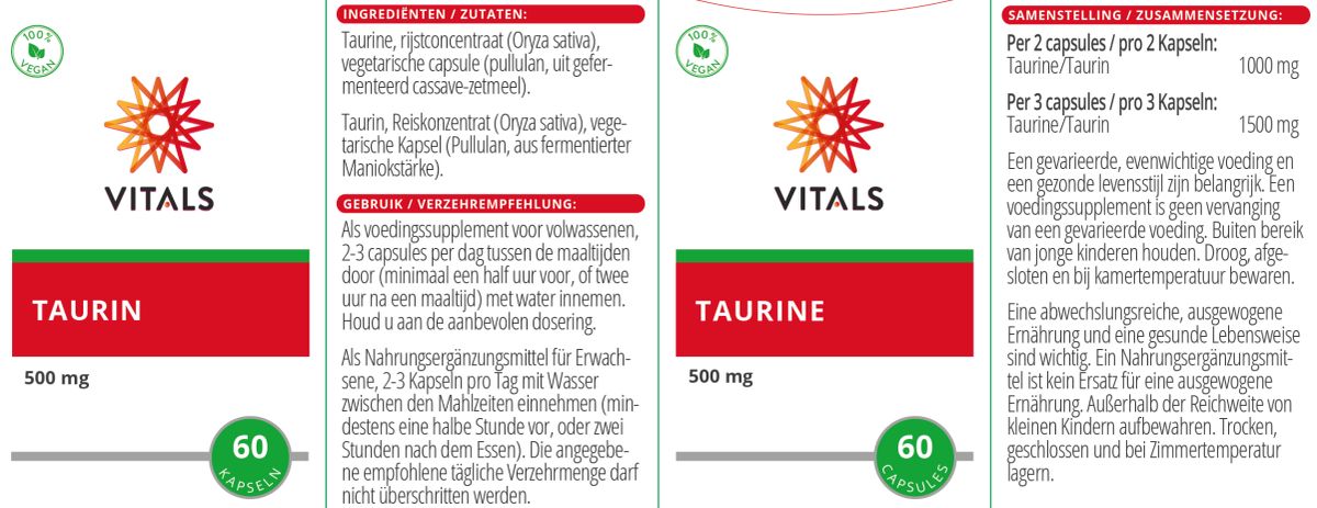 Taurine Capsules afbeelding van document #1, label