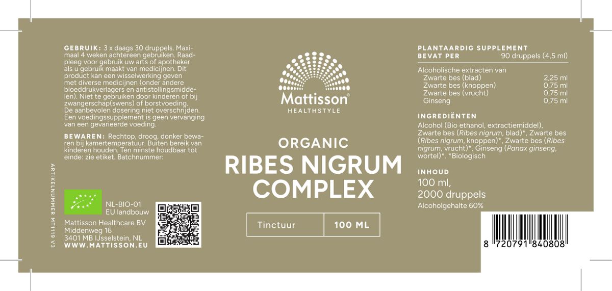 Biologisch Ribus Nigrum Complex Druppels afbeelding van document #1, label