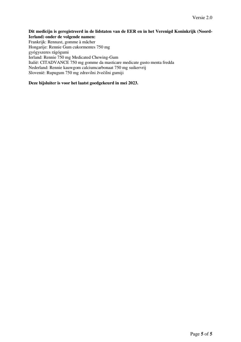 Kauwgom Calciumcarbonaat 750mg Suikervrij afbeelding van document #5, leaflet