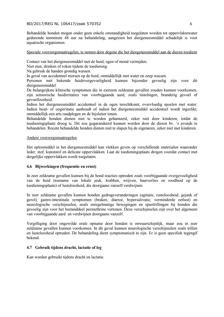 Hond 100/500 (4-10kg) Spot-on Solution Pipetten afbeelding van document #6, instructions