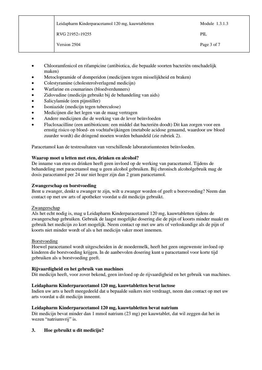 Kind Paracetamol Kauwtabletten 120mg afbeelding van document #3, leaflet