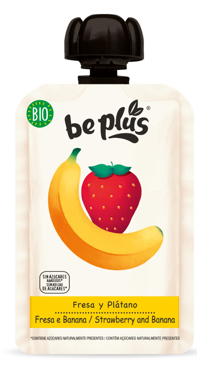 Be Plus Knijpfruit Strawberry & Banana afbeelding