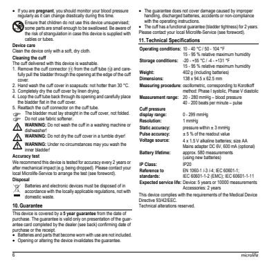 Microlife BP Bloeddrukmeter B3 Comfort PC afbeelding van document #8, instructions