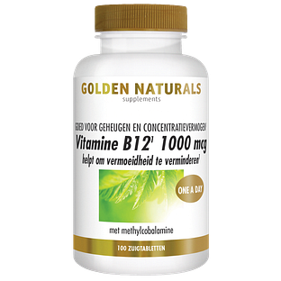 Golden Naturals Vitamine B12 1000mcg Zuigtabletten 100TB Golden Naturals Vitamine B12 1000mcg Zuigtabletten 100TB