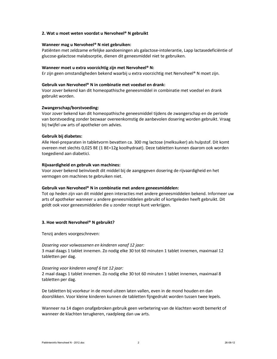 Nervoheel N Tabletten afbeelding van document #2, leaflet