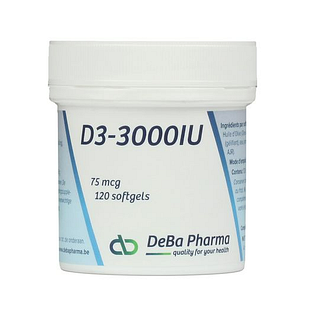DeBa Pharma Vitamine D3-3000 IU 75 Mcg Softgels 120SG DeBa Pharma Vitamine D3-3000 IU 75 Mcg Softgels 120SG