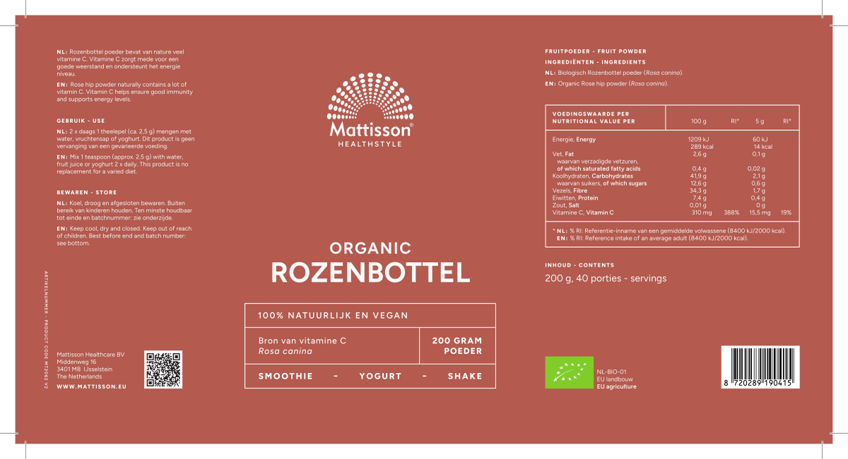 Biologische Rozenbottel Poeder afbeelding van document #1, label