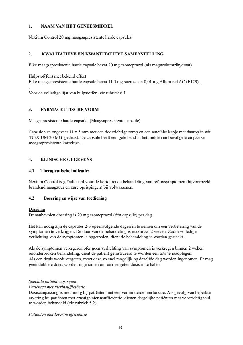 Control Tabletten 20mg Esomeprazo afbeelding van document #16, leaflet