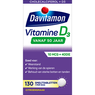 Davitamon Vitamine D 50 Plus Smelttablet 130TB Davitamon Vitamine D 50 Plus Smelttablet 130TB
