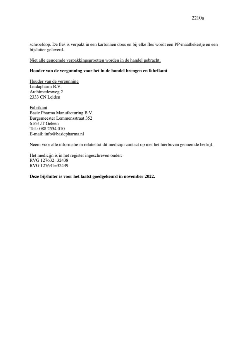 Hoestdrank Broomhexine HCI 8mg/5ml Suikervrij afbeelding van document #6, leaflet