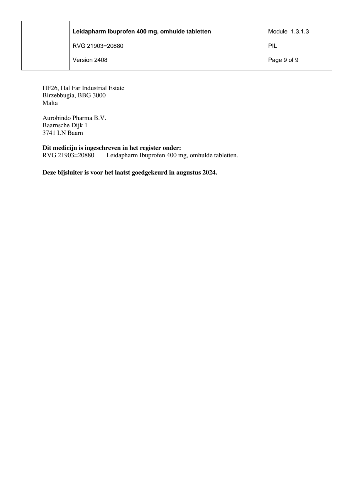 Ibuprofen 400mg Tabletten afbeelding van document #9, leaflet