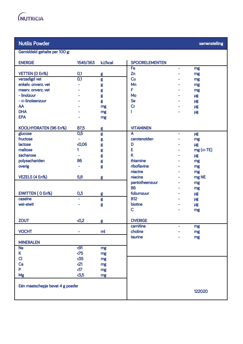 Nutilis Verdikkingsmiddel Poeder afbeelding van document #1, label
