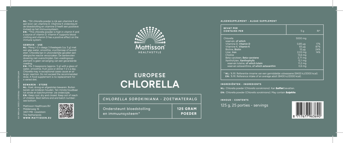 Europese Chlorella Poeder afbeelding van document #1, label