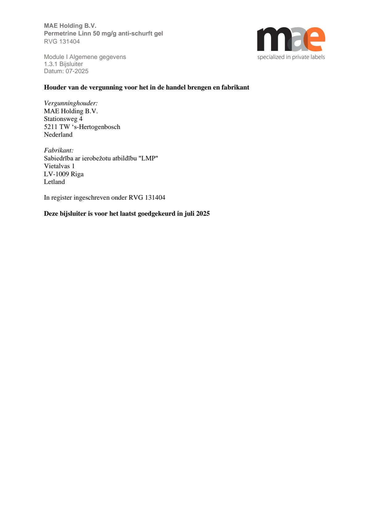 Permetrine 50 mg/g Gel afbeelding van document #6, leaflet