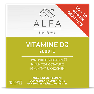 Alfa Vitamine D3  3000IU Immuniteit & Botten Softgels 120SG