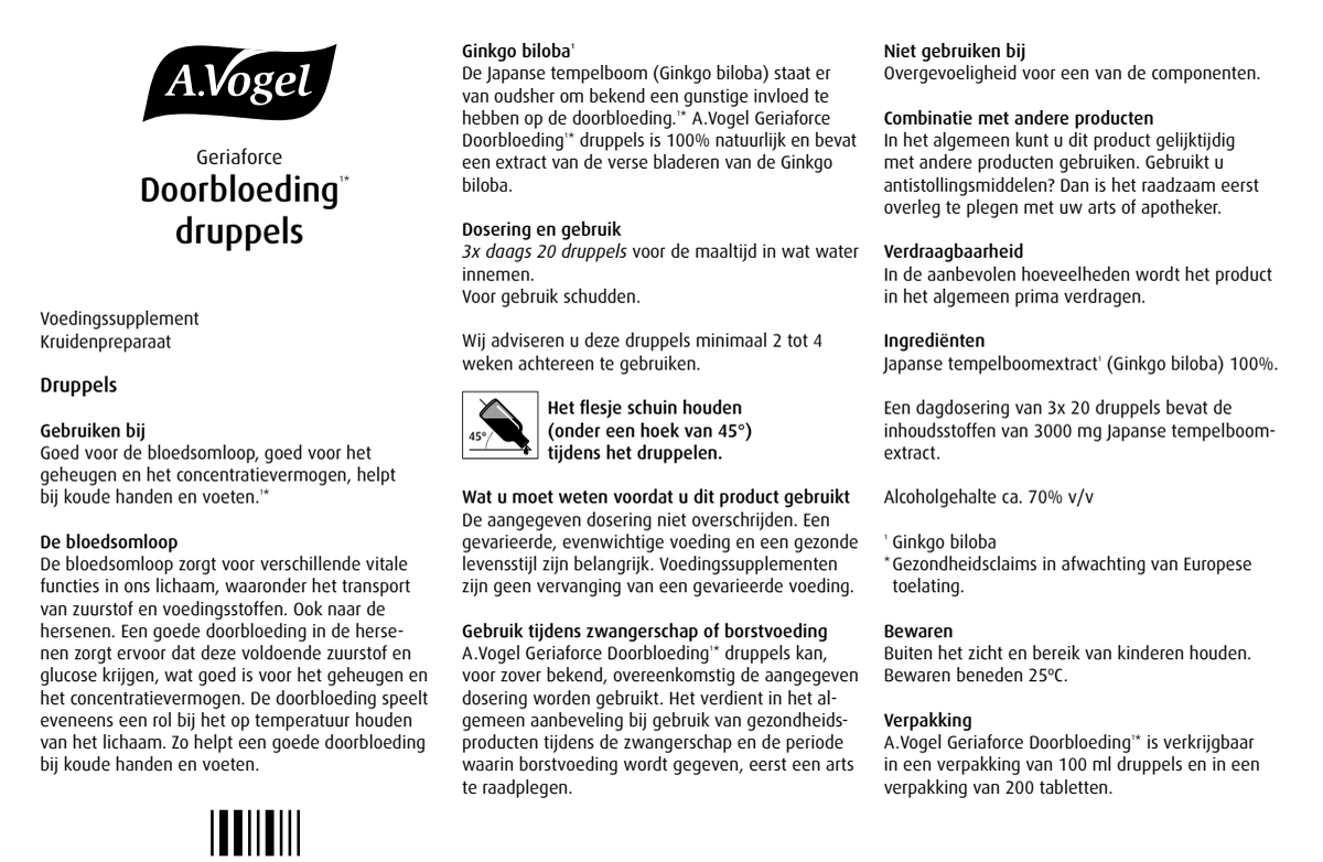Geriaforce Doorbloeding* druppels afbeelding van document #1, instructions