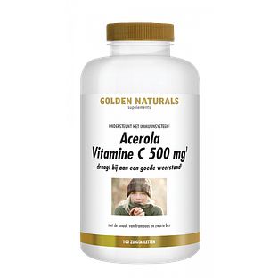 Golden Naturals Acerola Vitamine C 500mg Tabletten 100TB Golden Naturals Acerola Vitamine C 500mg Tabletten 100TB