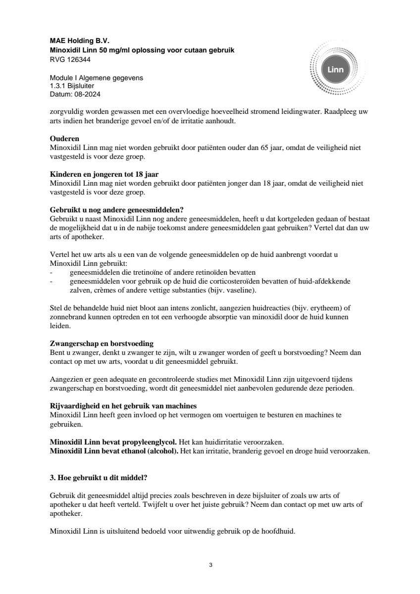 Minoxidil Linn 50 mg/ml oplossing afbeelding van document #3, leaflet