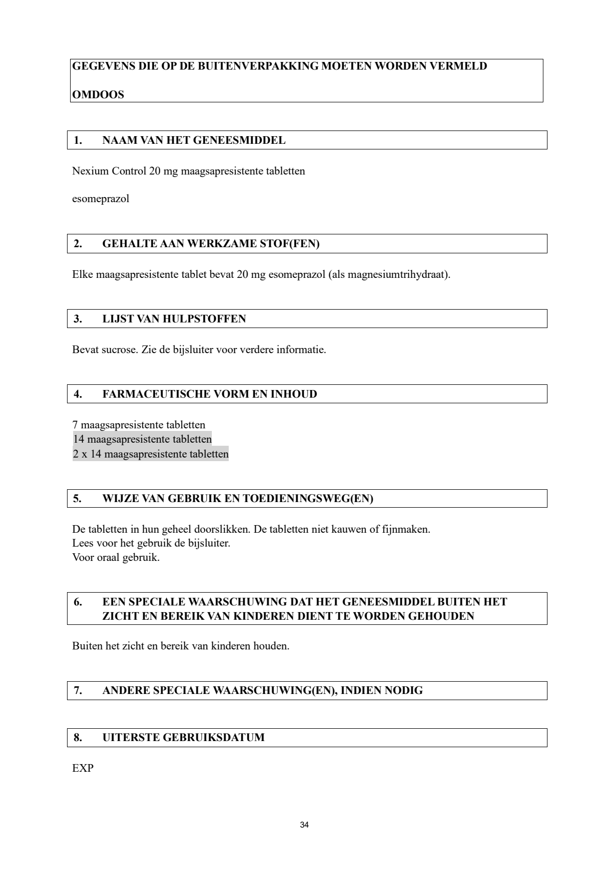Control Tabletten - voor brandend maagzuur afbeelding van document #34, leaflet