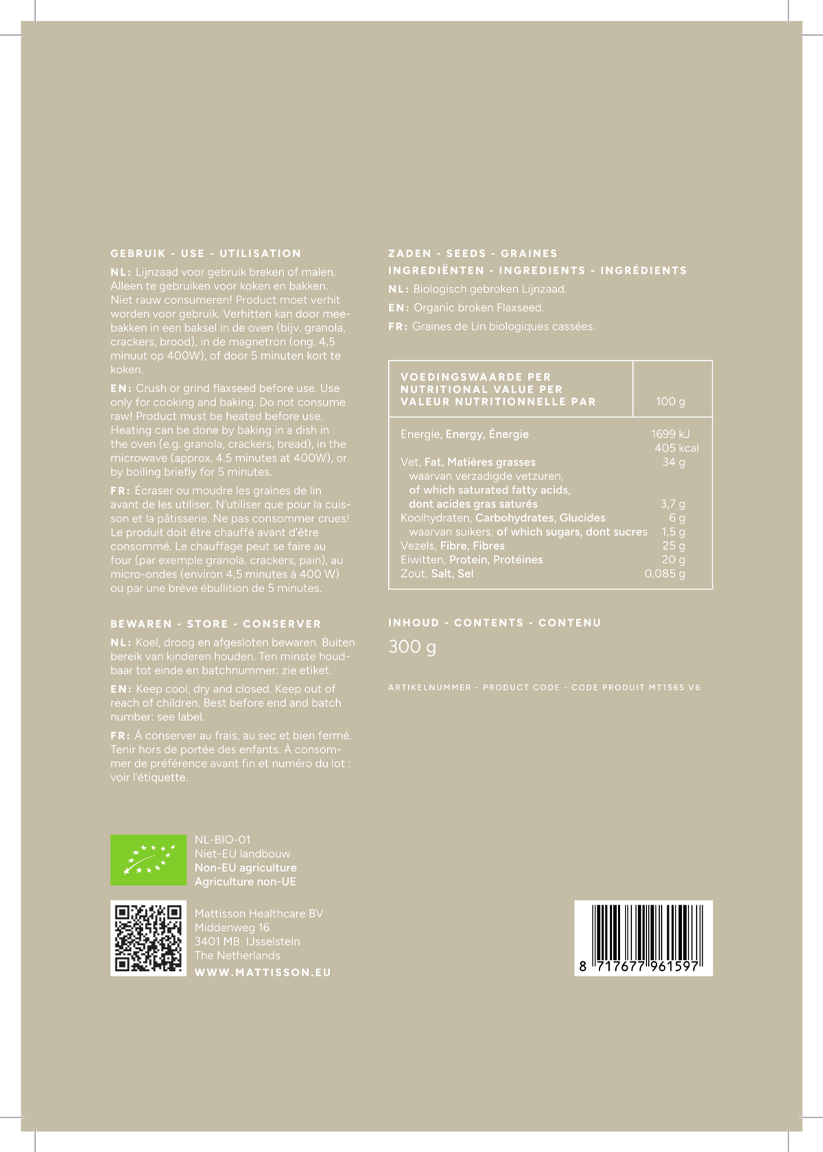 Biologische Lijnzaad Gebroken afbeelding van document #1, label