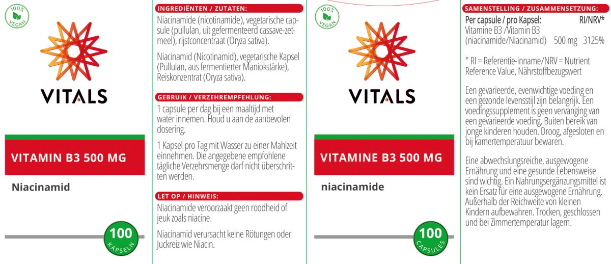Vitamine B3 500mg Capsules afbeelding van document #1, label