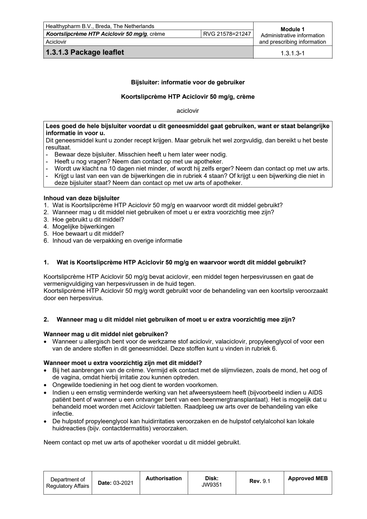 Koortslipcrème Aciclovir afbeelding van document #1, leaflet